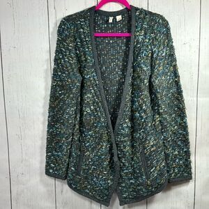 Moth by Anthropologie Textured Open Front Cardigan XS Wool Blend Boho Knit Cozy